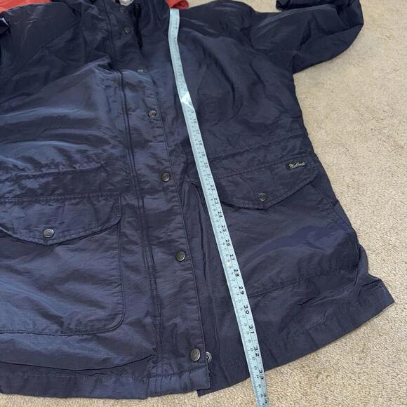 Vintage Woolrich Parka Coat Wool Blend Lined Women 8377 Navy Sz L Plaid Outdoor - Picture 13 of 13